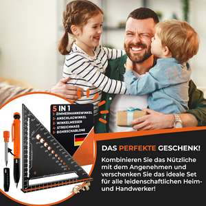 زوايا أظافر ألومنيوم ممتازة 5in1 نجار قلم رصاص مسطرة تحديد زاوية حفرة عميقة مقياس خط سكين - Product Image 5