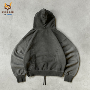 OEM Manufacturer Summer Oversized Zip Hoodies <b>Men</b> Streetwear Custom Fleece Baggy Regular Sleeve <b>Pullover</b> Hoodie Embroidered 100% - Product Image 3