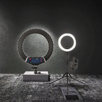Lampu Cincin LED Studio Foto Aluminium 18 Inci 45CM dengan Remote Control, Suhu Warna Dapat Diatur, 3 Penyangga Ponsel untuk Vlog/Youtube Live