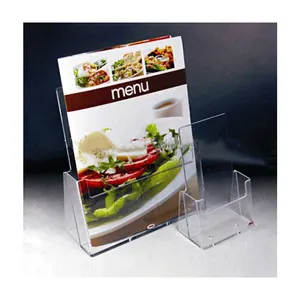 Counter Top Acrylic Office Sign Holder Stands Lucite Menu Holder Menu Card Display Stands Single Pocket Acrylic Brochure Holder