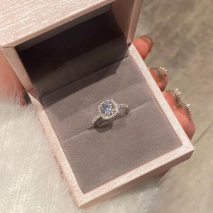 Small Copper Sugar-<b>Cube</b> Zircon Ring Women <b>Light</b> Luxury Design High-End Sparkling Fashionable Versatile Elegant Finger J1072 Silv - Product Image 2