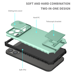 Funda de protección deslizante para cámara de teléfono móvil, carcasa trasera resistente con soporte para <span class=keywords><strong>iPhone</strong></span> 13 12 11 Pro Max XS Max XR 7 <span class=keywords><strong>8</strong></span> <span class=keywords><strong>Plus</strong></span> <span class=keywords><strong>SE</strong></span> <span class=keywords><strong>2020</strong></span> - Product Image 2