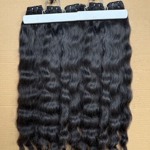 Livraison directe faisceaux de cheveux humains indiens bouclés à double trame naturels ondulés 100% bruts bouclés cuticule alignée ongles à presser vente en gros - Product Image 1