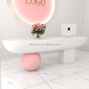 Mostrador de Caja Minimalista de FRP para Uso Comercial Q067 con Estantes LED Integrados, Mostrador de Recepción para Tiendas Minoristas, Clínicas, Áreas de Espera - Product Image 3