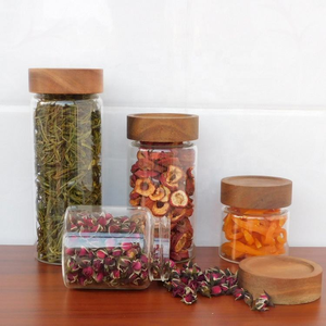 Pote de Vidro Borossilicato Artesanal Hermético com Tampa de Madeira de Acácia, Várias Especificações (335, 580, 800ml) - Product Image 4