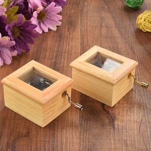 Wholesale Hand-cranked Wooden & Metal Music Box Transparent <b>Window</b> Visible Movement Musical Gift - Product Image 4