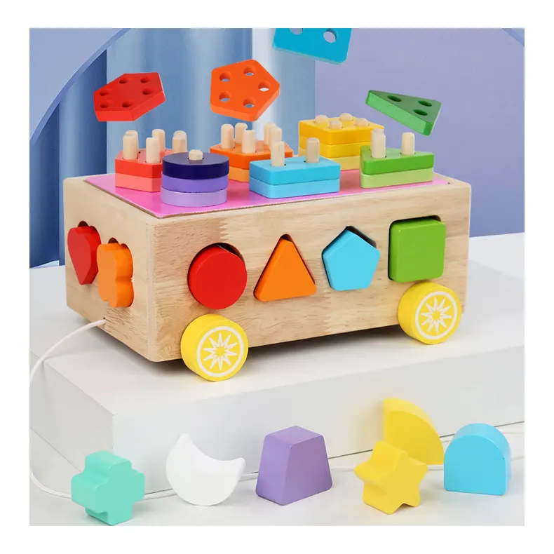Màu tay áo cột khối Montessori Vật liệu đồ chơi giáo dục học tập phân loại hộp mầm non trò chơi bằng gỗ tùy chỉnh cho trẻ em