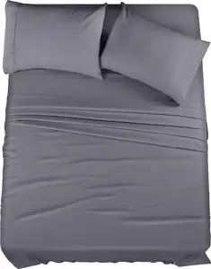 Biancheria da letto lenzuola Set 4 pezzi-spazzolato in microfibra restringimento e tessuto da letto hotel resistente allo sbiadimento economico