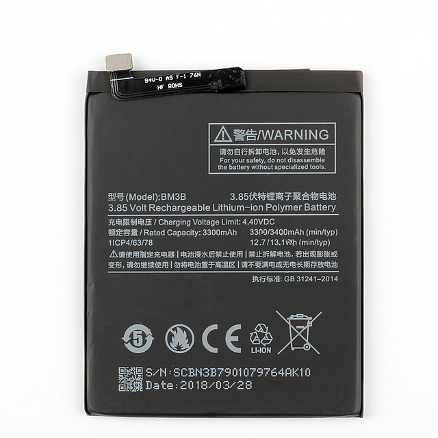 Original Capacity Replacement Phone Battery BM3B for Xiaomi Mix2 3300mAh