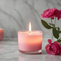 Bougie parfumée en cire de soja dans un bocal en verre coloré personnalisé de luxe à trois mèches A06P pour la décoration de la maison