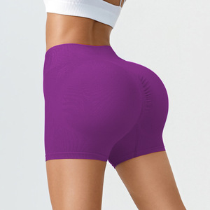 Short Cycliste/Pantalon de Yoga Taille Haute Sculptant pour Femmes, en Spandex/Nylon Uni, à Effet Ventre Plat et Remonte-Fesses, Couleur Pêche - Product Image 3