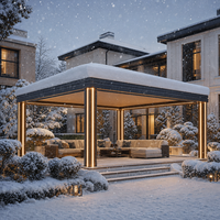 Moderne Wirtschaftliche Aluminium Motorisierte Lamellen-Pergola UPF 50+ UV-Blockierend Wasserdicht Umweltfreundlich Naturbelassen Windbeständig Outdoor-Terrasse