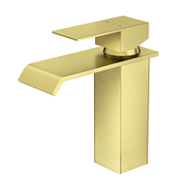 Robinet de lavabo cascade moderne en alliage de zinc à montage sur plan avec 1 poignée et débit contrôlé