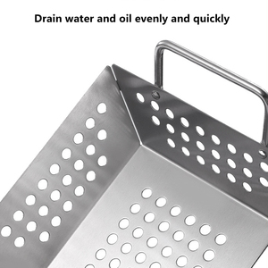 Accessoires de pique-nique haut de gamme, panier à <span class=keywords><strong>fruits</strong></span> et légumes carré en acier inoxydable, panier de barbecue pour barbecue en plein air - Product Image 3