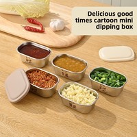 Mini-récipient rectangulaire en acier inoxydable 304 pour sauces et condiments, motif panda, idéal pour l'extérieur