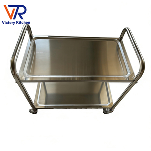 Carrito de Plataforma de Cuatro Ruedas VICTORY KITCHEN, de Acero Inoxidable, de 2 Niveles, Móvil, Industrial, para Almacén y Compras - Product Image 2