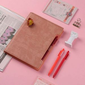 Carnet d'adresses A3 Premium à spirale, rechargeable, avec couverture en cuir haut de gamme, 80 feuilles, pour usage promotionnel, logo sur la fente pour carte - Product Image 4