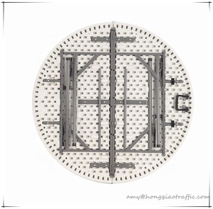 6ft 180CM açık katlanır masa Metal bacaklar plastik yuvarlak katlanır yarım ikram düğün masa ve sandalyeler içinde kat yarım masa - Product Image 3