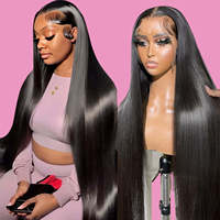 Pelucas de Cabello Humano con Frente de Encaje Transparente HD 13x6, Cabello Brasileño con Cutícula Alineada, 250% de Densidad, 40 Pulgadas, Liso Extremo, para Mujeres Negras