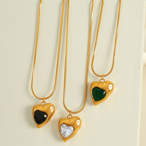 Collar de aleación de zinc con forma de corazón y colgante de cristal engastado en bisel para joyería de fiesta - Product Image 2
