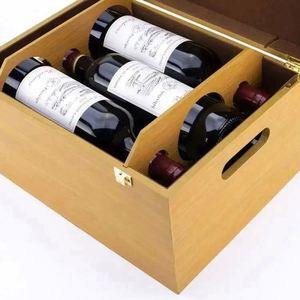 Boîte à vin en bois rouge simple, boîte cadeau, caisses à vin en bois polyvalentes, présentoir à vin en bois <span class=keywords><strong>eBay</strong></span> - Product Image 6