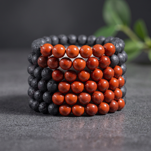 กำไลข้อมือหินลาวาประดับคริสตัลแดงแจสเปอร์แฟชั่นใหม่ - Product Image 2