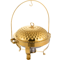 Plat de service de luxe en acier inoxydable doré avec couvercle suspendu à motif diamant pour buffet, maintien au chaud des aliments, idéal pour hôtels, traiteurs, mariages et réceptions
