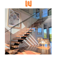 Garde-corps de villa personnalisé de luxe main courante en verre sans cadre intérieur escalier en bois pliant garde-corps en verre pour maison à guichet unique