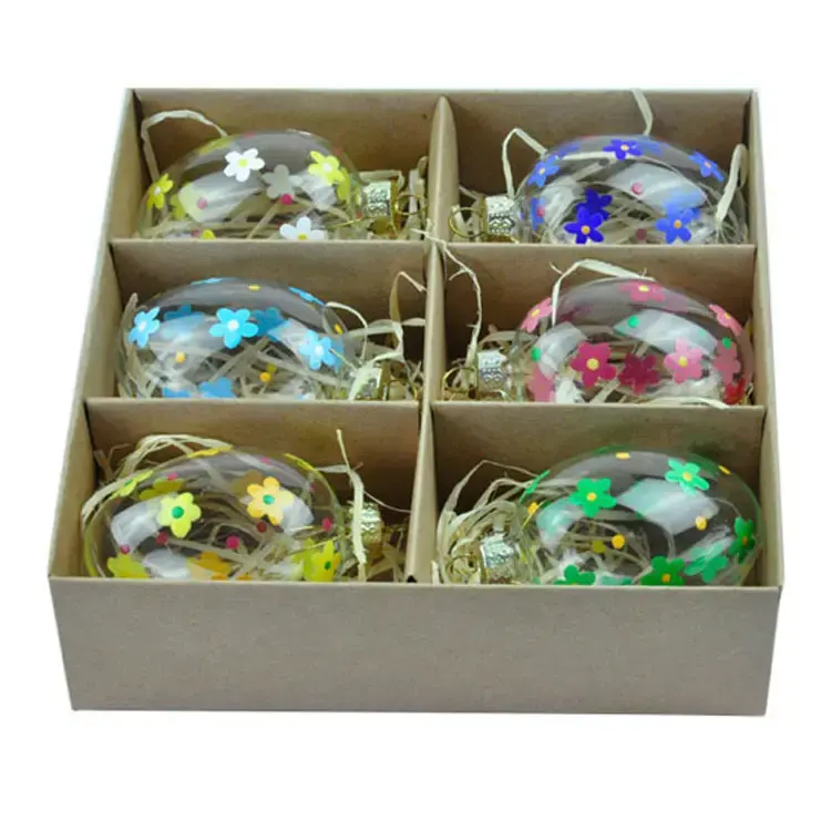 Хит продаж, набор из 6 Стеклянных Яиц ручной работы, Красочные украшения для пасхальных яиц