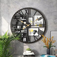 Jam Dinding Besar Mewah Antik Rustic 80cm Roman Quartz Besi Seni Dekorasi Rumah Logam untuk Dijual Dropshipping DDP WEEE