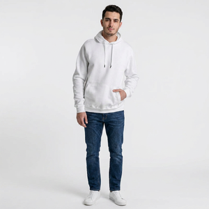 Sweat à capuche pour homme en coton mélangé, couleur unie, avec cordon de serrage - Product Image 1