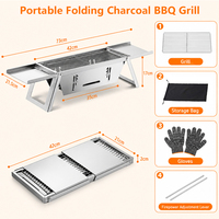 Barbecue portable pliable en acier inoxydable avec sac de transport et gants de barbecue pour le camping en plein air