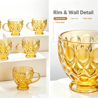 Qixiang Six Sets Golden Cup Beads Point Money Tea Mugs Design Moderne Verre Sodium Calcium Réutilisable pour Infuser le Thé et Décoration Intérieure