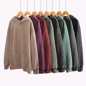 เสื้อฮู้ดดี้ผ้าฝ้ายฟอกสีสไตล์วินเทจทรงโอเวอร์ไซส์  แบบขายส่ง OEM  ลายบาติก  ปักโลโก้ ปักแพทช์  สำหรับผู้ชาย - Product Image 1