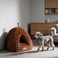 Yangyangpet Braunes Dreieckiges Fax-Kaninchen mit Streifen Luxuriöses Orthopädisches Schaumstoff Wasserdichtes Hundebett