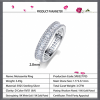 Bague Éternité Complète en Argent Sterling 925 avec Moissanite Taille Baguette, Plaqué Or Vermeil 3 Carats, Bijoux Fins pour Femme, Cadeau, Vente en Gros