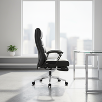 Échantillons gratuits Chaise de patron en cuir noir Vente en gros avec repose-jambes Mobilier de bureau de travail Gestion d'usine Chaises en cuir de bureau du PDG