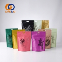 Sachet d'emballage alimentaire en papier kraft refermable personnalisé avec logo imprimé pour thé, épices, aliments, avec fermeture éclair en aluminium, sac plastique à fond plat