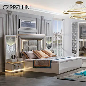 Moderna Villa House Full Luxury Suite King Size letto matrimoniale in pelle Design classico Set di mobili per camera da letto in legno