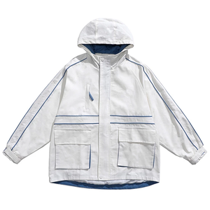 Logo personnalisé Contraste Couleur <span class=keywords><strong>Pas</strong></span> <span class=keywords><strong>Cher</strong></span> Hommes Coton À Capuche Zippé Poches Cargo Décontractés <span class=keywords><strong>Veste</strong></span> Coupe-Vent - Product Image 4