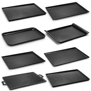 Black Rectangular Serving <b>Tray</b> Melamine Hotel <b>Tea</b> Coffee Drink <b>Tray</b> Commercial Storage <b>Tray</b> Solid Color 5212 - Product Image 1