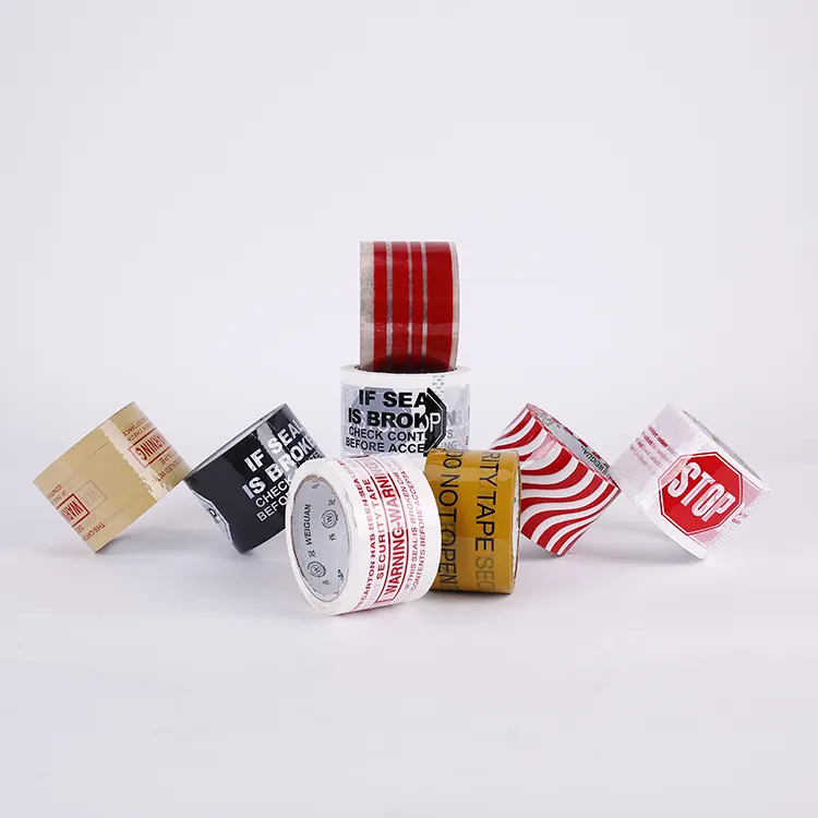 Custom adhesive jumbo rollen bopp doos afdichting washi tape met waarschuwing