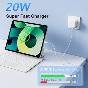 Adaptador de Corriente USB C de 20W con Enchufe UK HYTO para <span class=keywords><strong>Cargador</strong></span> de <span class=keywords><strong>iPhone</strong></span>, Cable de Carga Rápida, Adaptador de <span class=keywords><strong>Cargador</strong></span> para <span class=keywords><strong>iPhone</strong></span> 16 - Product Image 2