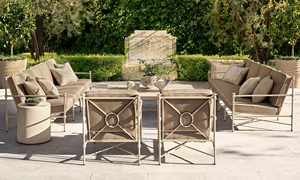 Custom All Weather Aluminum Outdoor Garden <b>Sofa</b> Set, Retro Design Patio Conversation Furniture Set with Seat Cushions - Product Image 6