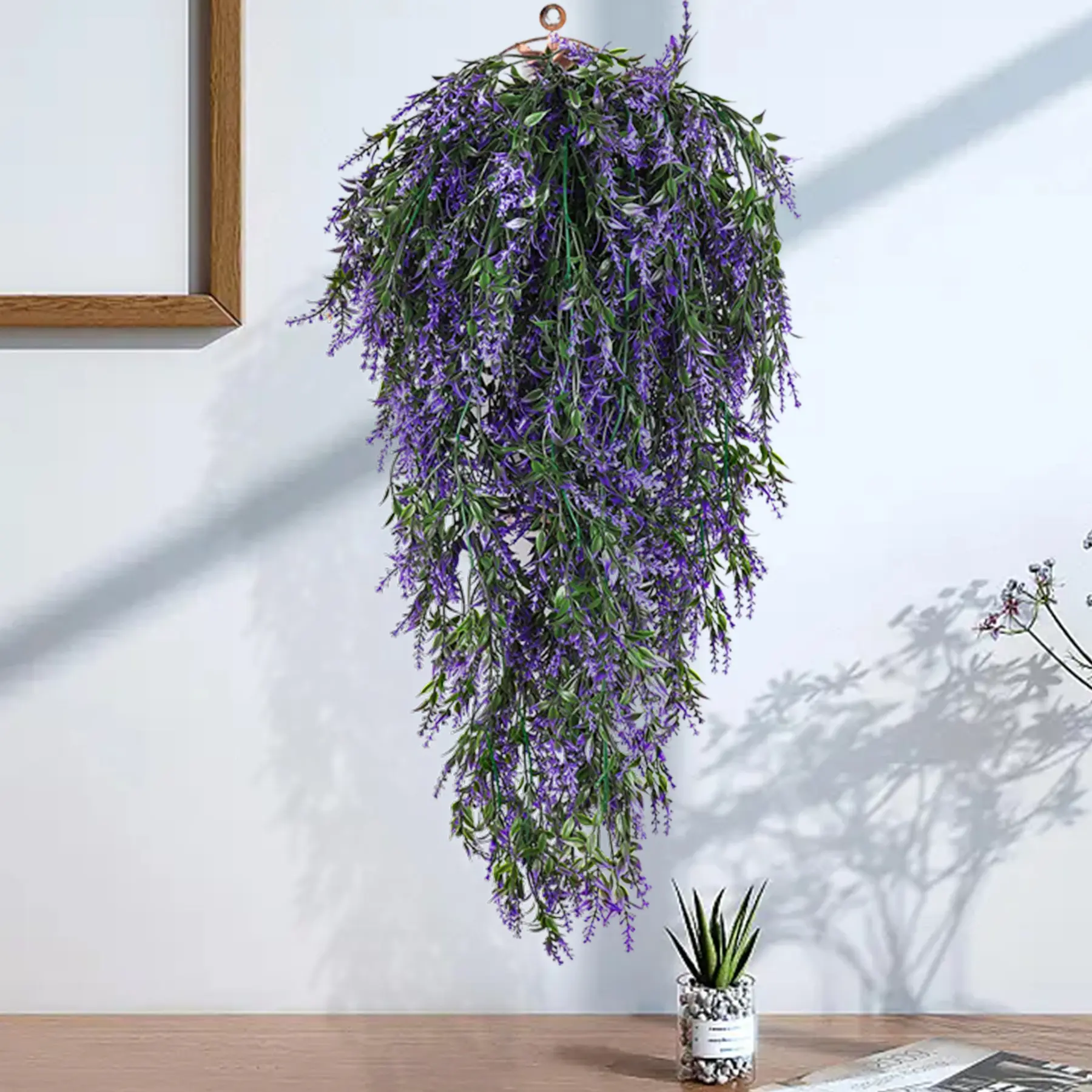 Flores artificiais lavanda decoração de parede para casa varanda parede videira planta verde