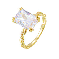 Bague rectangulaire torsadée en diamant à haute teneur en carbone pour femme, en argent sterling S925, tendance, marque émotionnelle, style européen et américain, best-seller