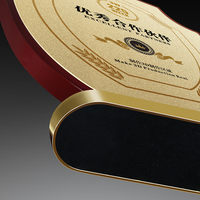 Plaque de médaille de bouclier créatif personnalisé autorisation feuille d'or métal avec imprimé UV nouvelle plaque de certificat en bois en stock