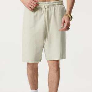 Venta al por mayor de los hombres sólido transpirable antiarrugas 330GSM de peso pesado 100% algodón Retro Casual estilo Loose Fit Streetwear Shorts - Product Image 4
