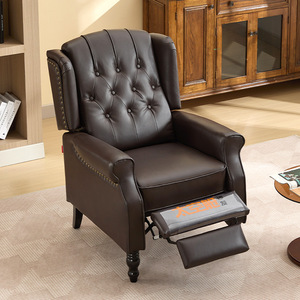 Tiger Chair <b>Reclining</b> Single Sofa High Back Leather Living Room Retro Bedroom Foam Filling Adult Use - Product Image 1
