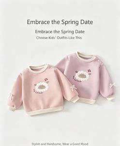 Sweat-shirt bébé mignon en forme de mouton, style pull, coton et polyester, chic décontracté pour l'automne - Product Image 1